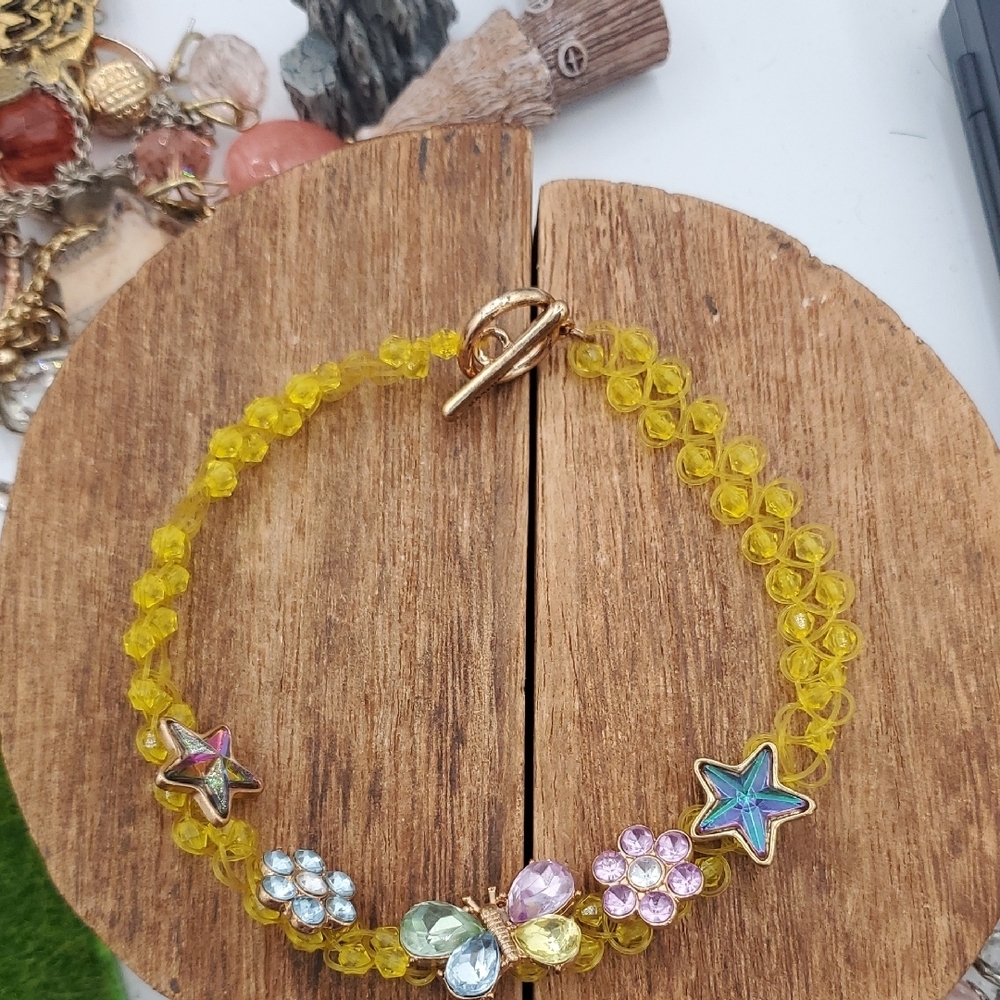 Blinged Out Y2k Canary Yellow Choker 12 Inch For Petite Neck N3817
